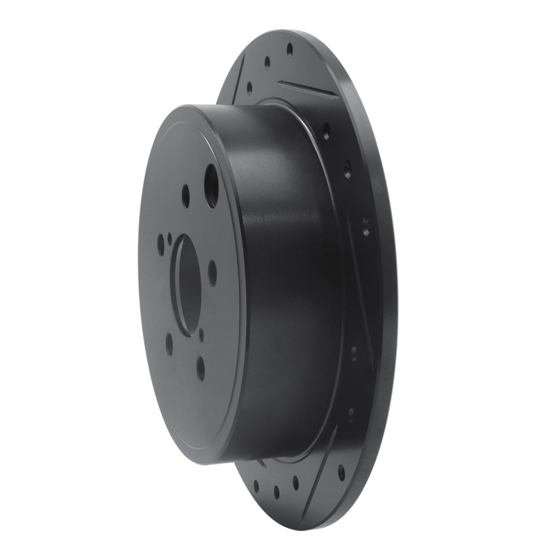 Subaru Forester Brake Rotor (1) - Rear Left - R1 Concepts - Drilled & Slotted - Black - `08-`15